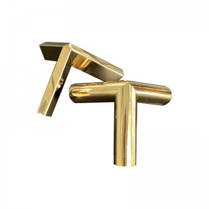 Zotye stainless steel gold electroplated triangular three-dimensional hollow stand ornament